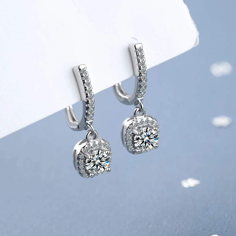 2024 New Trendy Square Shape Drop Earrings Brilliant Bridal Engagement Wedding Jewelry Elegant Female Dangle Earring Fine Gift