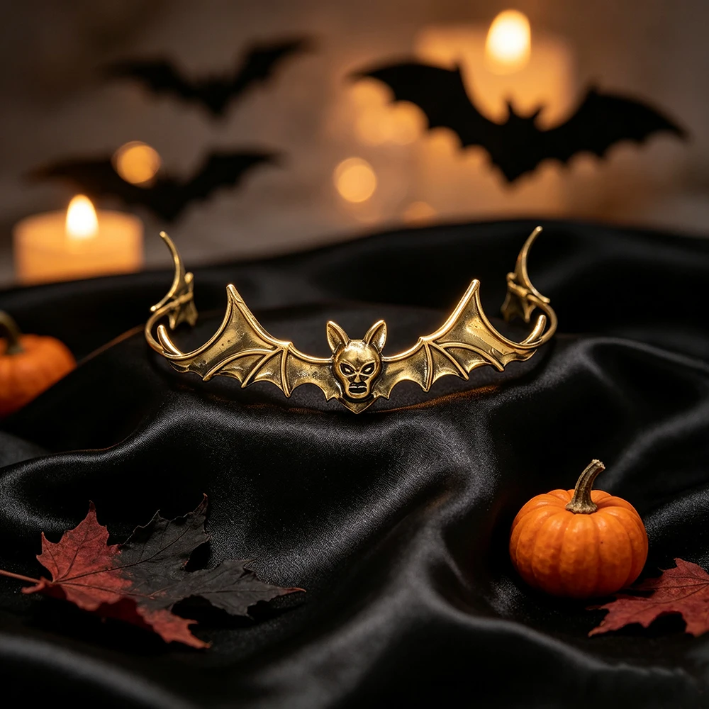 Halloween Bat Tiara Crown Vintage Gothic Metal Headband Vampire Cosplay Hair Accessories for Halloween Party Costume Photoshoot view 2