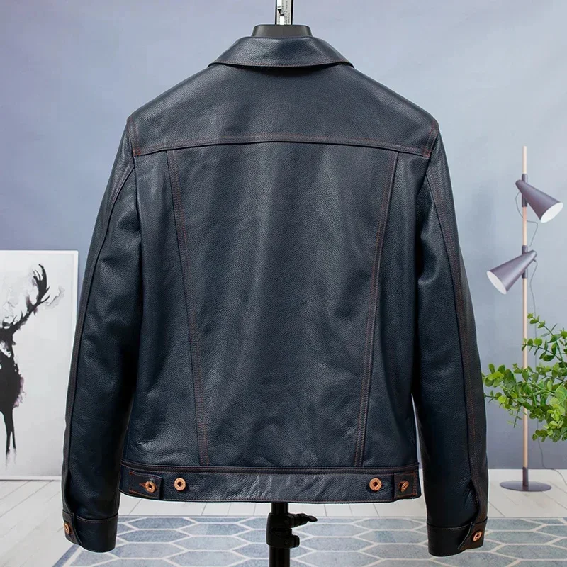 LNY Shop top.2025 fashion wholesales quality cowhide jacket.Men plus size rider slim genine leather coat.sales cloth.