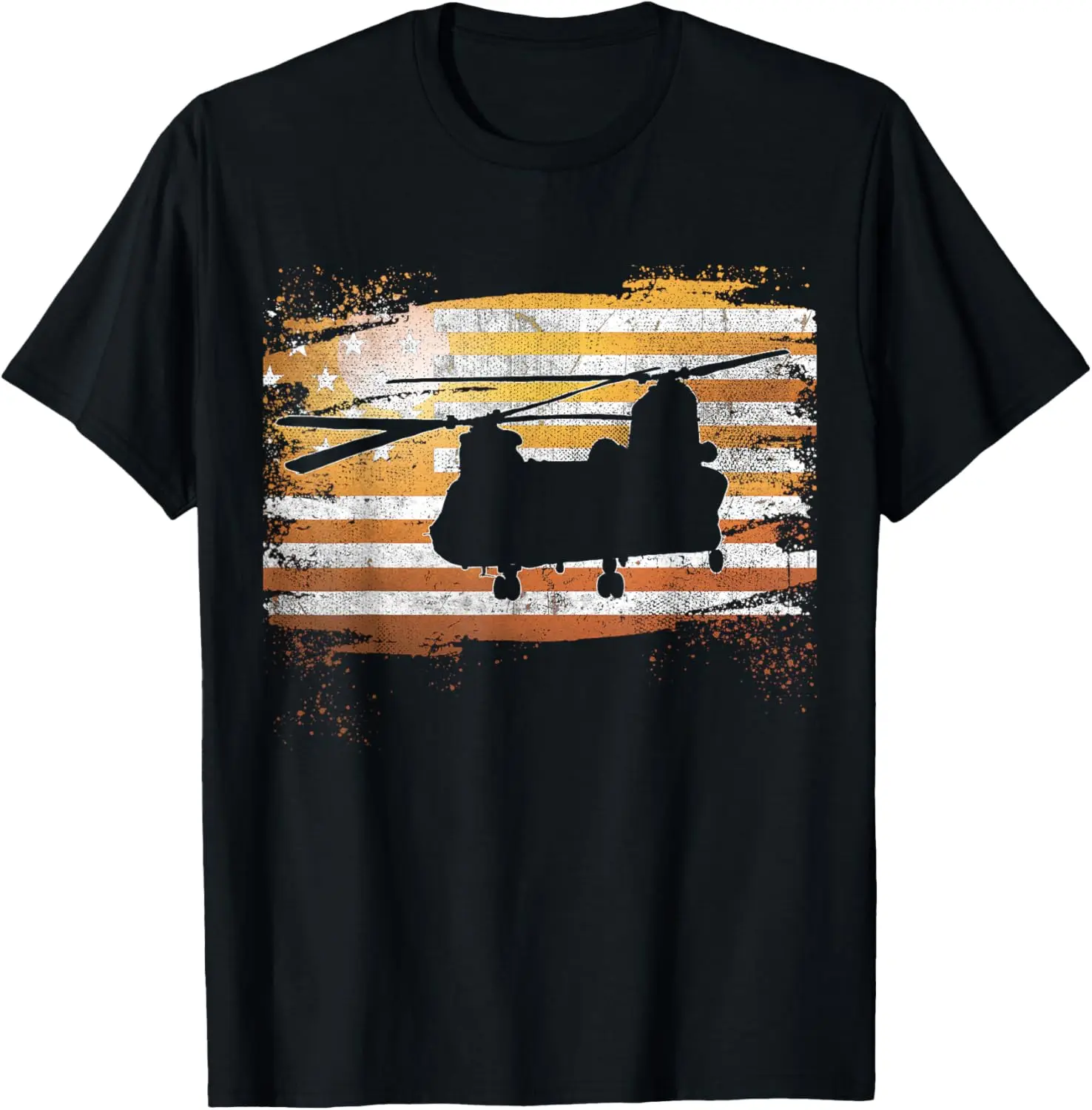 

CH-47 Chinook Helicopter Patriotic American Flag T-Shirt 100% Cotton O-Neck Short Sleeve Summer Casual Mens T-shirt Streetwear