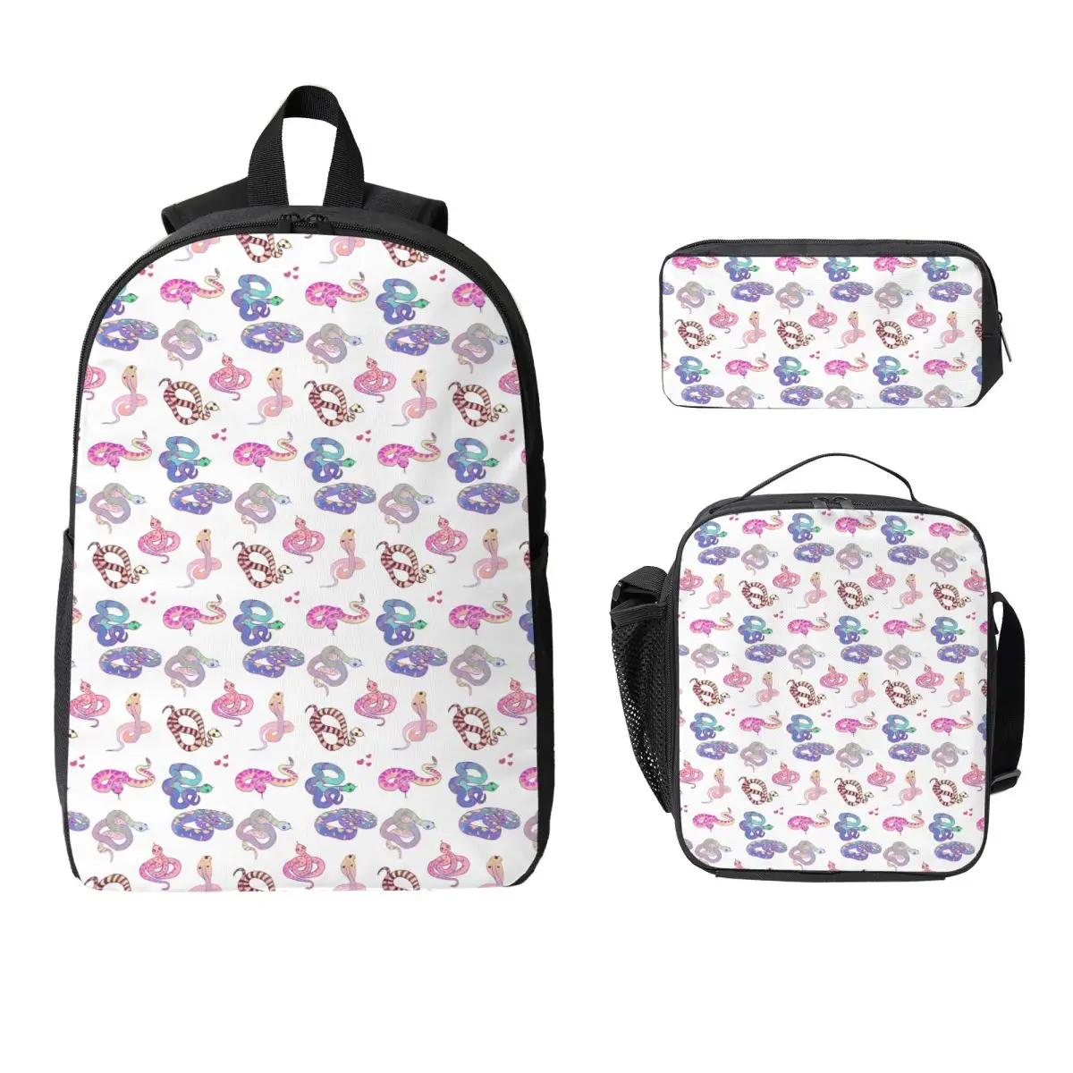 Cute Watercolor Snake Sticker Pack Backpack Boy Girl BookBag School Bag Laptop Shoulder Bags 3ps Insulated Lunch Bag Pencil Case