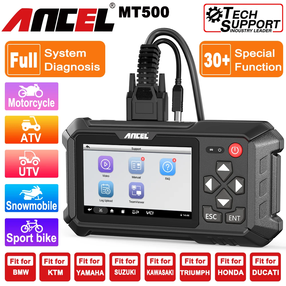 ANCEL MT500 Motorcycle Scanner Full System Diagnosis ECU Coding Multi-reset Auto Motorcycle Analysis for BWM/KTM/KAWASAKI