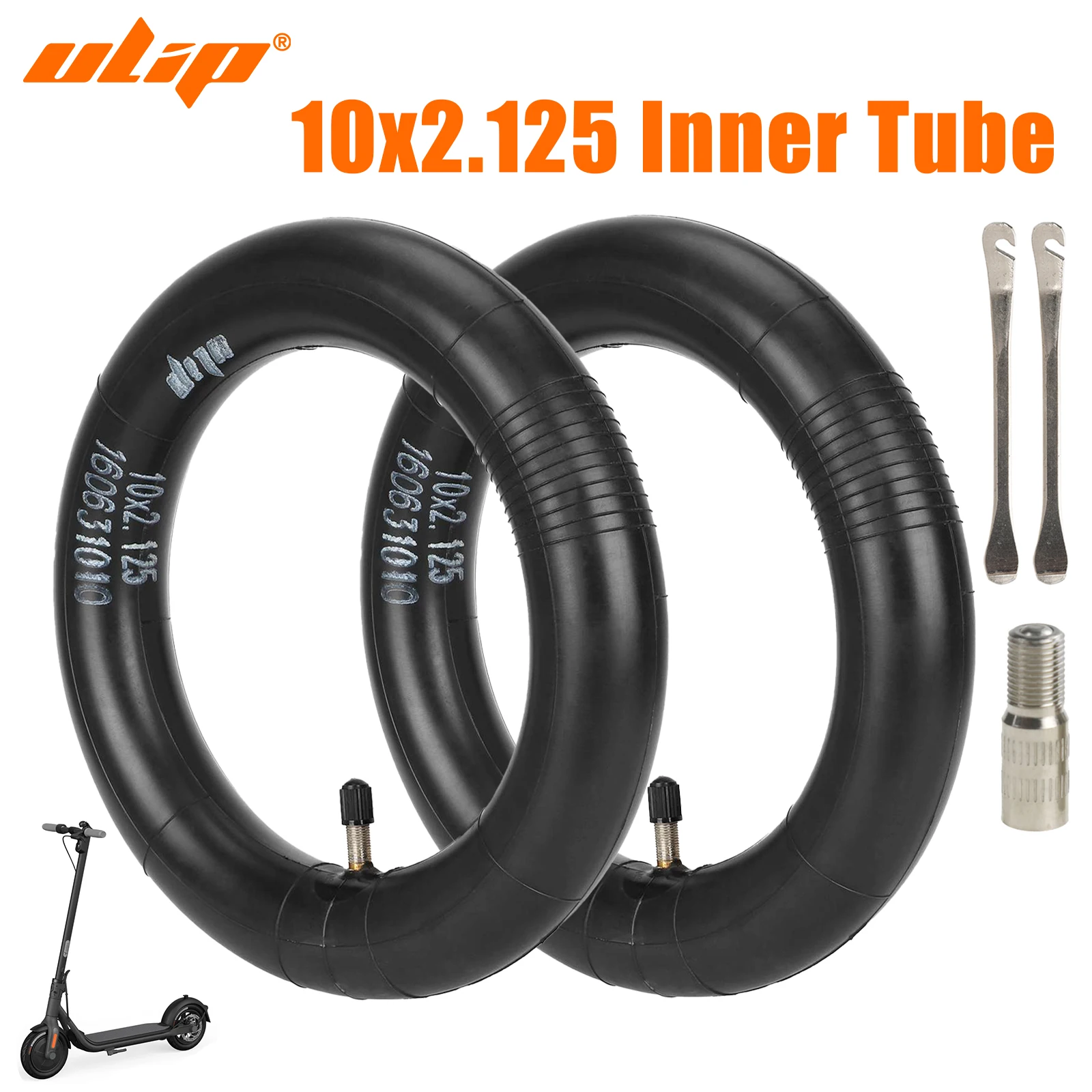 Ulip 2Pcs 10x2.125 Inner Tube With Straight Valve For Ninebot F20 F30 F40 Scooters 10*2.125 Extra-thick Camera Tubes Replacement