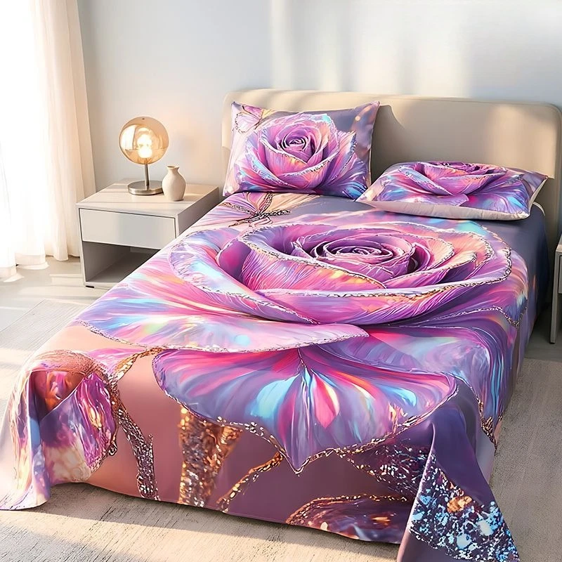 Dreamy Butterfly and Blue Rose Print Soft Comfortable Duvet Cover Bedding Set Included 1*Duvet Cover 2*Pillowcases