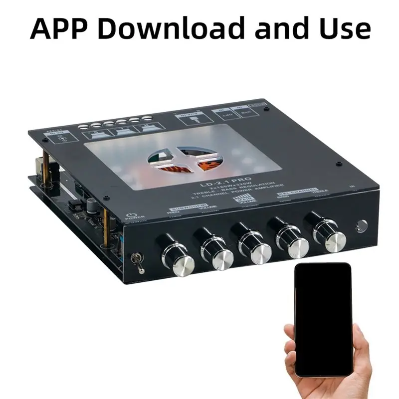 ABGI-AUX Eingang 2.1-Kanal Bluetooth-Verstärkerplatine 320W Hifi-Subwoofer-Audio-Verstärker mit Höhen- und Bassregelung DC 12/32 – Detail 4