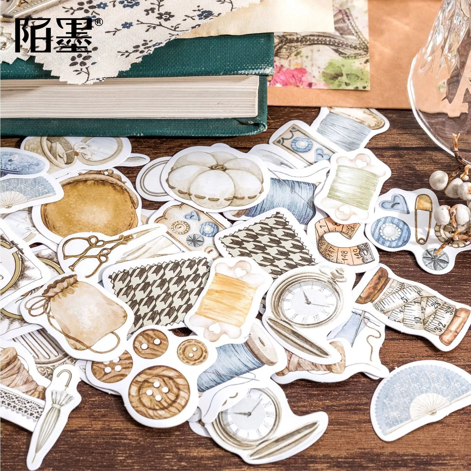 45 Pcs Antique stuff Paper Stickers Vintage Paper Stickers For Stationery Diy Scrapbooking Journal Diary Album Decal