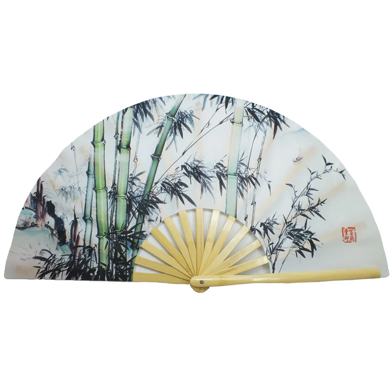 

Bamboo Ribs China Tai Chi Kung Fu Ring Fan Elegant Bamboo Performance Dance Folding Hand Fan Chinese Martial Arts Fitness Fan