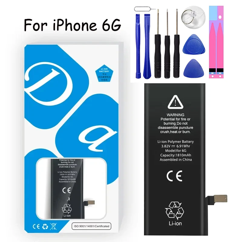 XDOU 배터리, 아이폰 6, 6G, 아이폰 6, 아이폰 6G 용, 1810mAh, 휴대폰 액세서리, 무료 수리 도구 키트, 스티커 교체 배터리