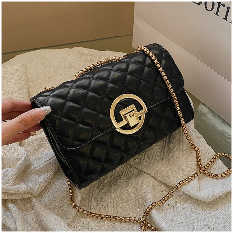 High-Grade Small Bag Women's Bag New Fashion Autumn and Winter Texture Popular Messenger Bag Black One Shoulder Small Bag