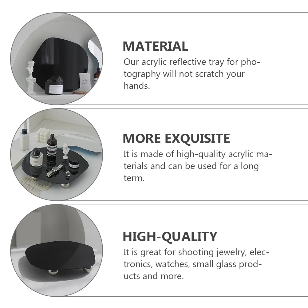 

Aromatherapy Ornament Reflective Display Table Black Reflective Display Plate Photography Prop Storage Accessories
