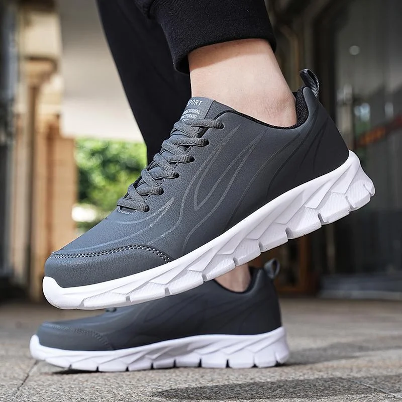 

Черные кроссовки, кожаные водонепроницаемые спортивные кроссовки, мужские износостойкие мужские прогулочные спортивные туфли, удобная мужская обувь