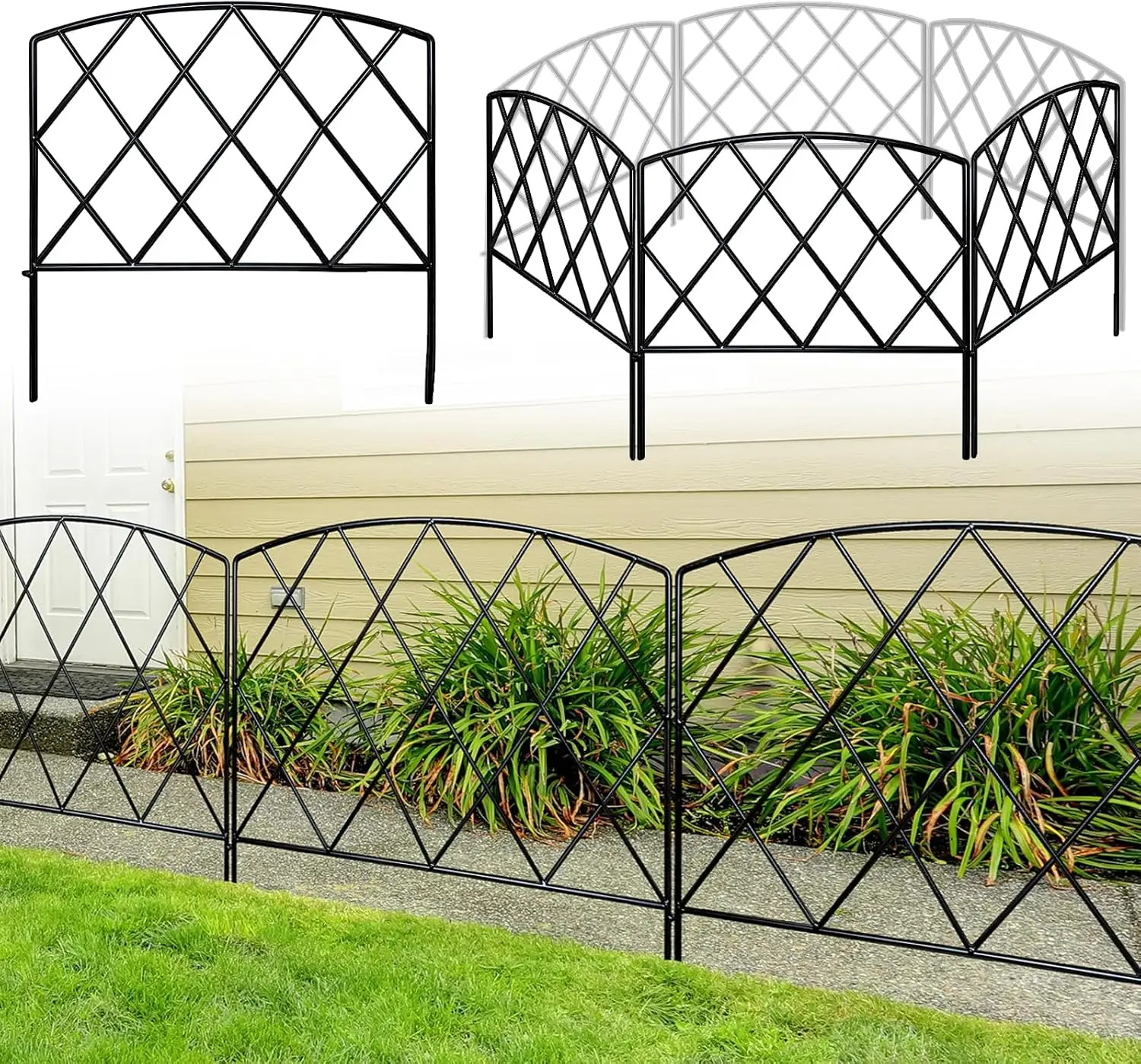 

Rustproof Metal Garden Fence, 24"H x 10ftL, No Dig Installation for Yard, Patio, Flower Beds