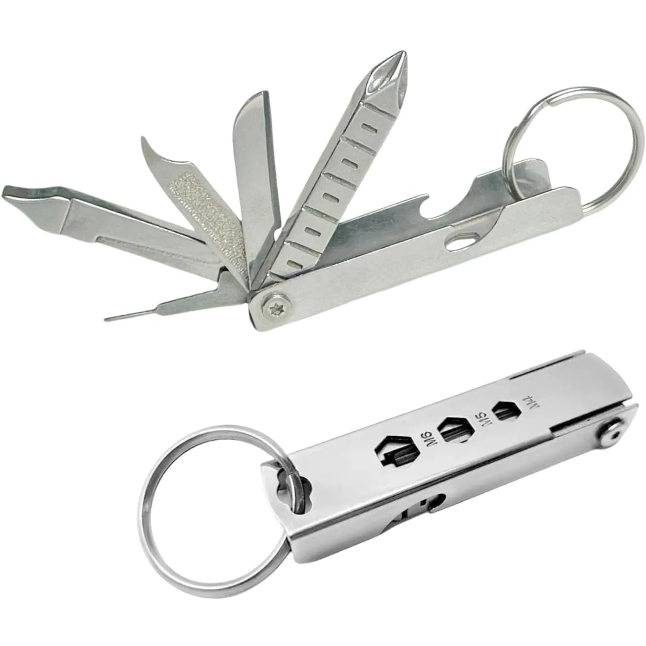 Chaveiro Multiferramenta, Gadget Portátil de Aço Inoxidável com Chave de Fenda, Ejetor de Cartão SIM, Chaves de Fenda e Abridor de Garrafas