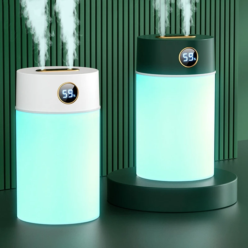 مرطب USB بسعة كبيرة ، ناشر رائحة كتم الصوت ، شاشة رقمية ، بخاخ مزدوج ، منزلي ، 1.2 لتر