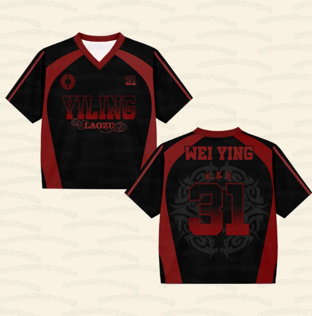 2026 Herren Damen MDZS Gusu Lan Zhan Wei Wuxian V-Ausschnitt Jersey Cosplay Fan T-Shirt Streetwear Kurzarm T-Shirt Oberteile – Detail 6