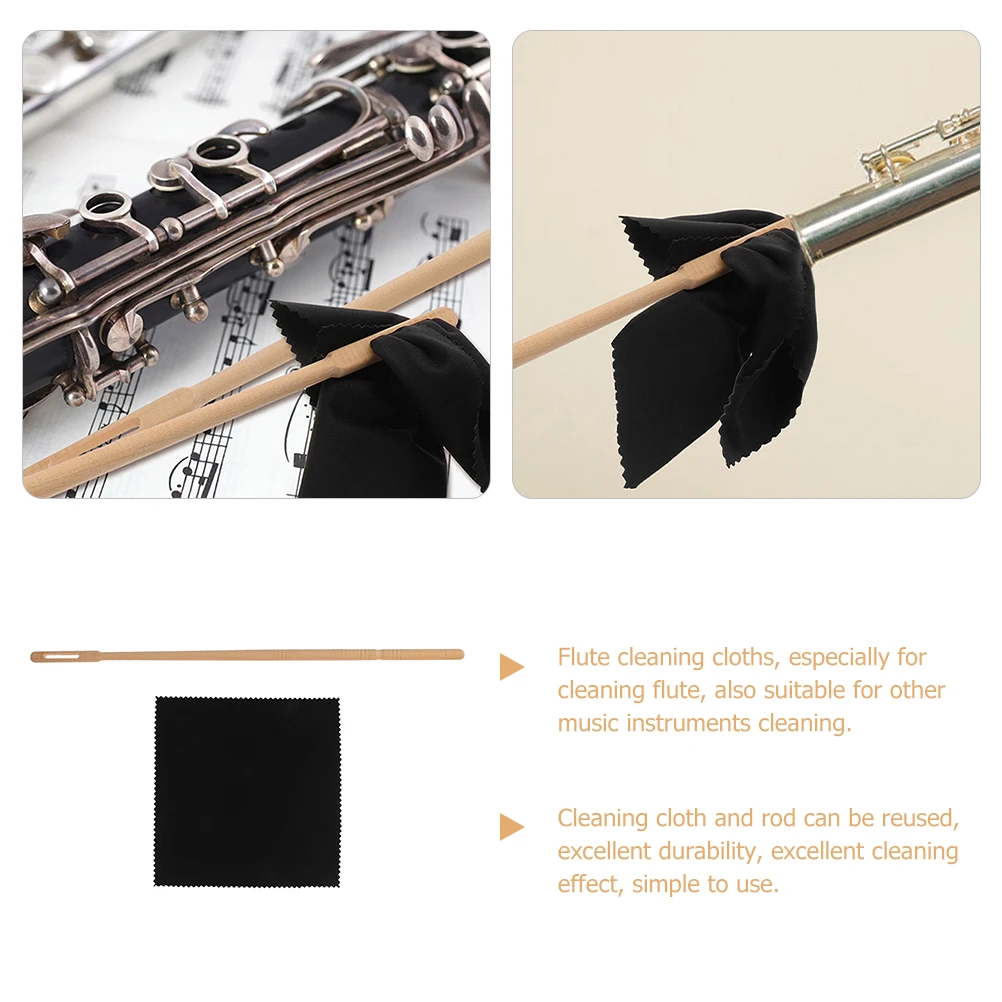 

1 set Kit Long Cleaning Tools Reusable Flute Maintenance Cloth Clarinet Cleaning Cloth Flute Cleaner Set for Gift
