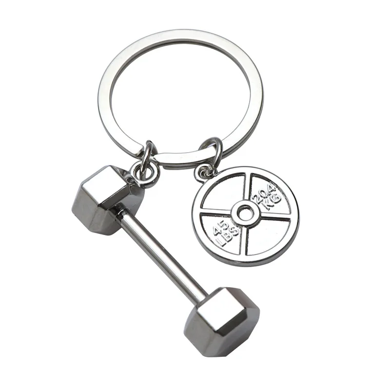 

European and American creative fitness dumbbell keychain car pendant