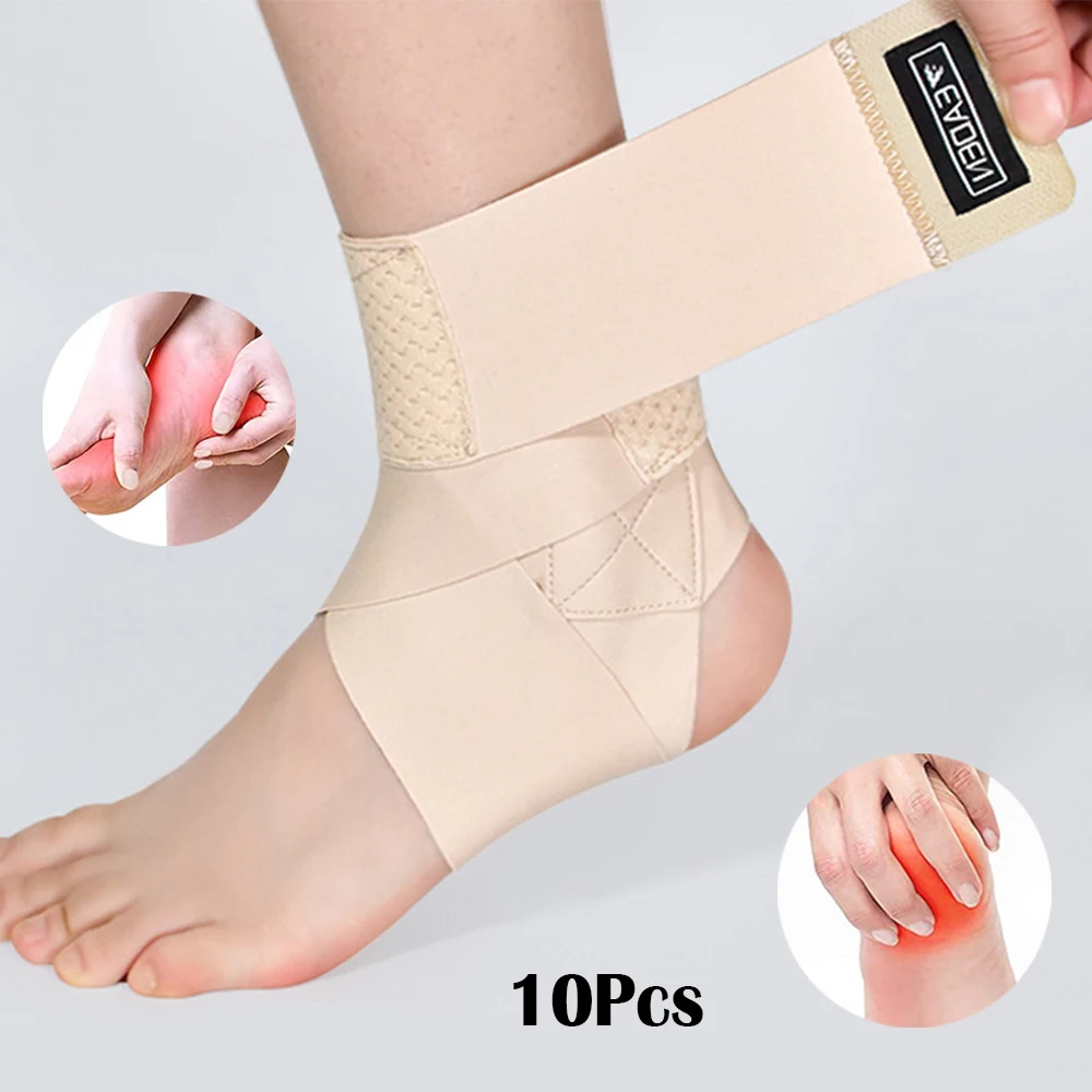 10Pcs Ultrathin Breathable Ankle Wraps Adjustable Compression Ankle Brace for Men Women Sprained Ankle, Plantar Fasciitis Relief