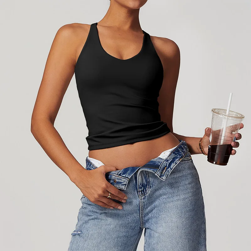 

Tight Elastic Yoga Suit Top Fashionable Slimming Solid Color Women's Tank Top Fitness Pilates Women's Underwear Women's Clothes