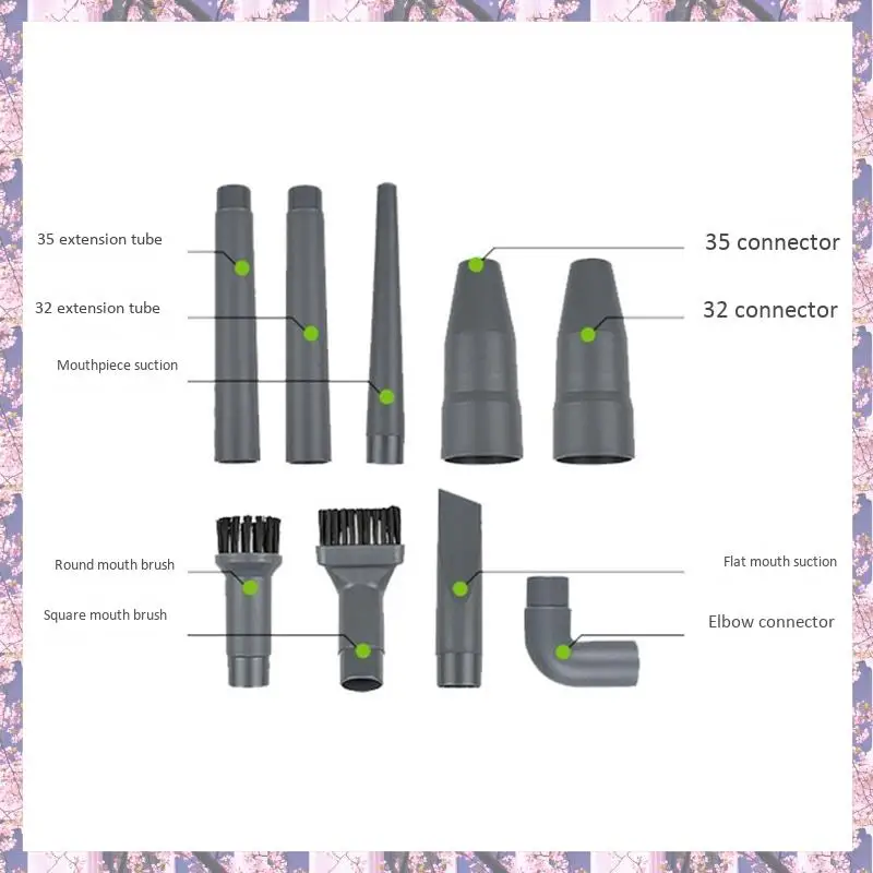L73A 2025-9Pcs Suction Head Flat Nozzle Brushes 2-In-1 Tip For 32MM/35MM Vacuum Cleaner Parts Nozzles Dust Collector