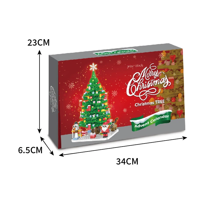 24-in-1-Weihnachtsbaum-Bausteine-Set, Box, Spielzeug, Jungen, Kinder, Weihnachten, Adventskalender, Ziegel, DIY-Geschenk, Kinder ab 6 Jahren