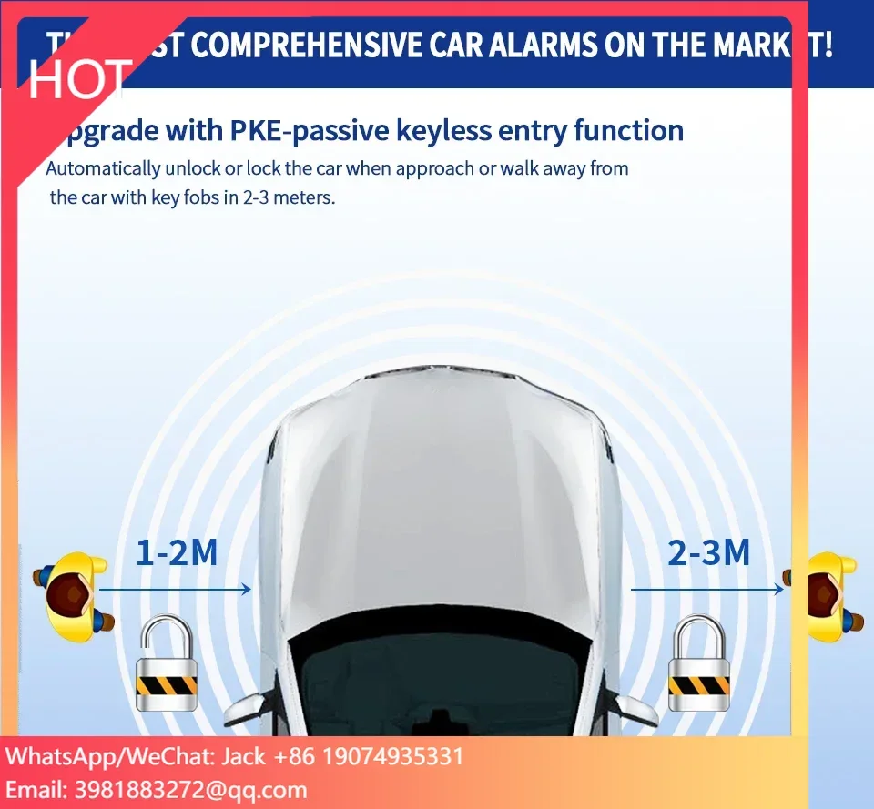 

Factory Price Universal EC002-NFC DC 12V Burglar Alarm With PKE Push Start Button & Remote Engine Start Auto Start