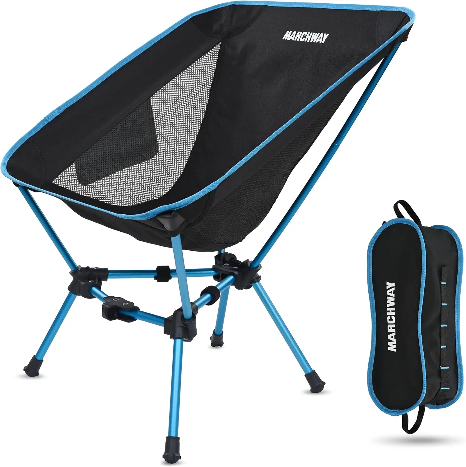 

Lightweight Folding Camping Chair, Portable for Outdoor Travel, Beach, Picnic, Hiking, Supports 330Lbs (Blue)