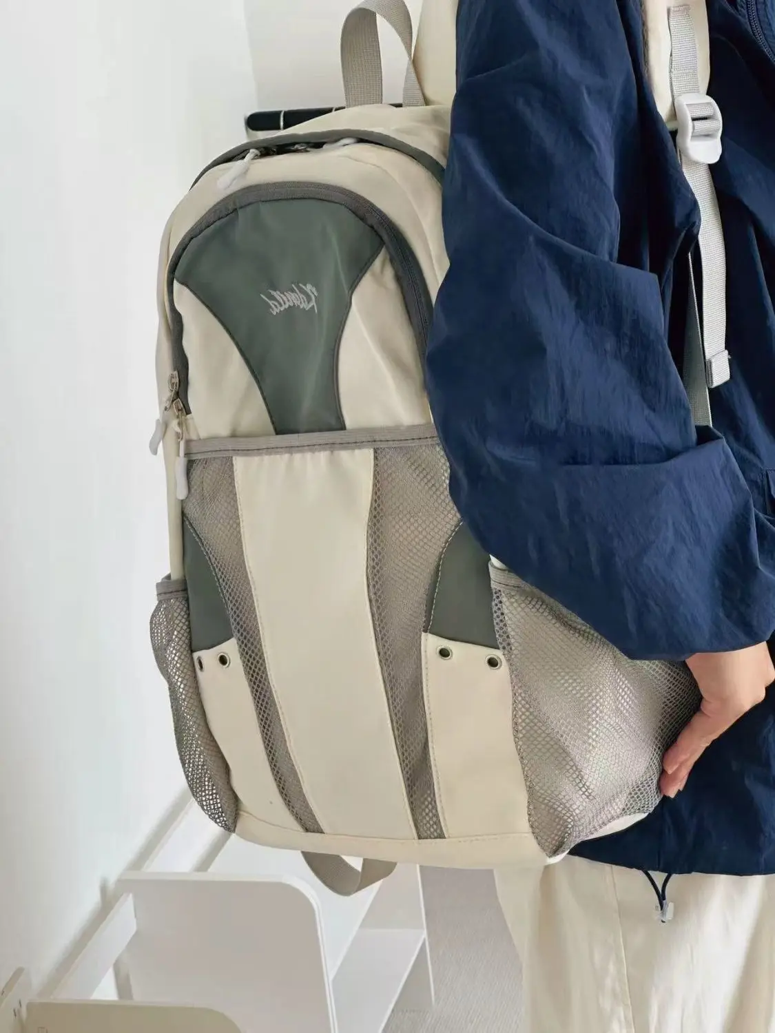 Fashion Travel Backpack High Capacity Unisex Parchwork School Bag Women Y2k Blue Nylon Backpacks Man Causal Hiking Bags 2026 New