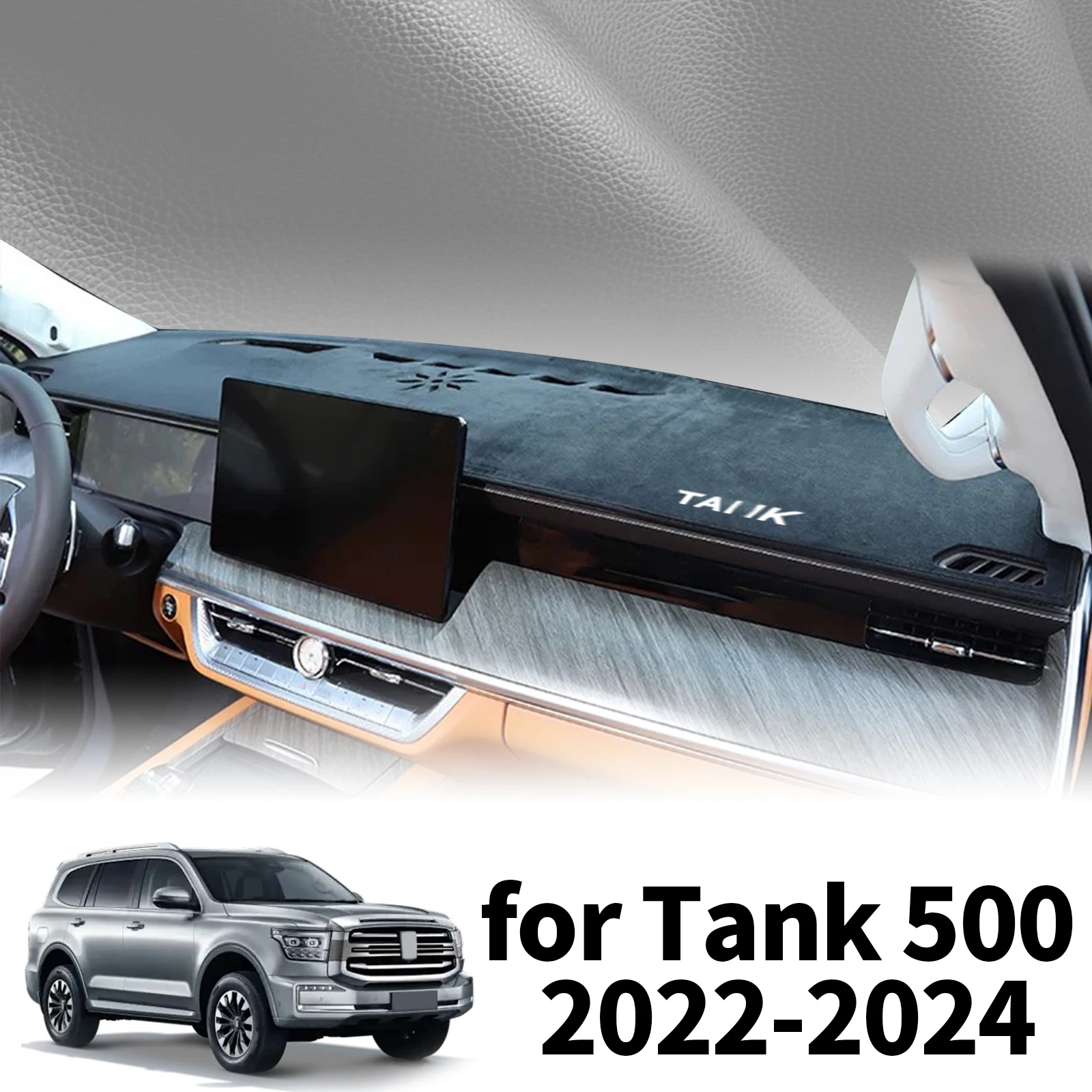 

fit for GWM Tank 500 2022 2023 2024 WIHTE LOGO Dashmat Dashboard Cover Pad Protective Carpet DashMat Sunshade Car Accessories