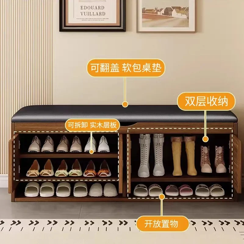 - Solid Wood Shoe Changing Stool Can Be Sat At The Door Of The Home, Shoe Cabinet Is Integrated Into The EntranceN8