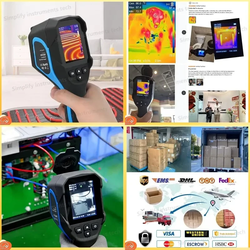 25Hz 256x192 Handheld Infrared Thermal Imager Digital Thermographic Camera for HVAC Testing Floor Heating Wall Inspection