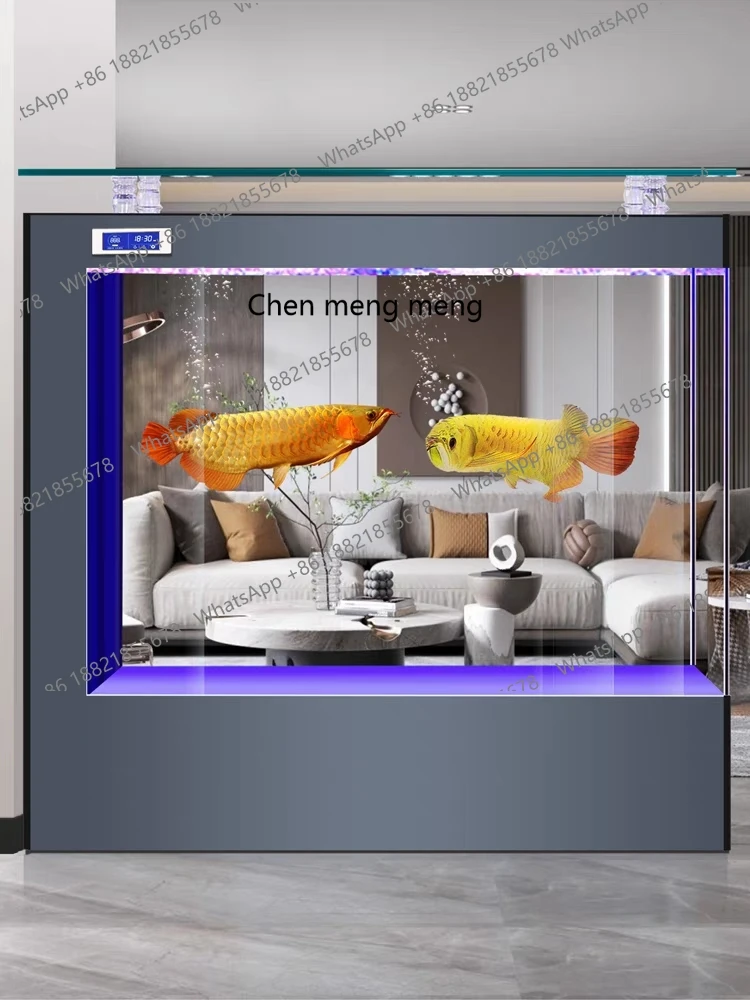 Screen partition living room, intelligent ultra-white glass goldfish tank ecological water box