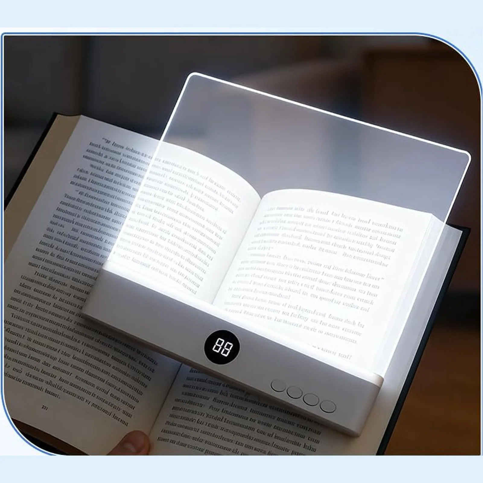 

Светодиодная лампа для чтения LED Flat Book Light 3W с 3 цветовыми температурами, плавной регулировкой яркости, прозрачной панелью и таймером для ночного чтения
