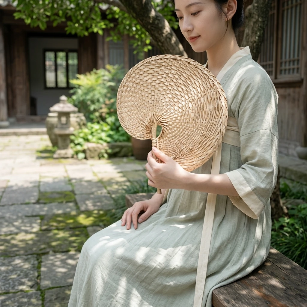 Handmade Handheld Fan Natural Woven Grass for Home Decor Retro Palm Leaf Banana Fan Breathable Cooling Summer Essentials