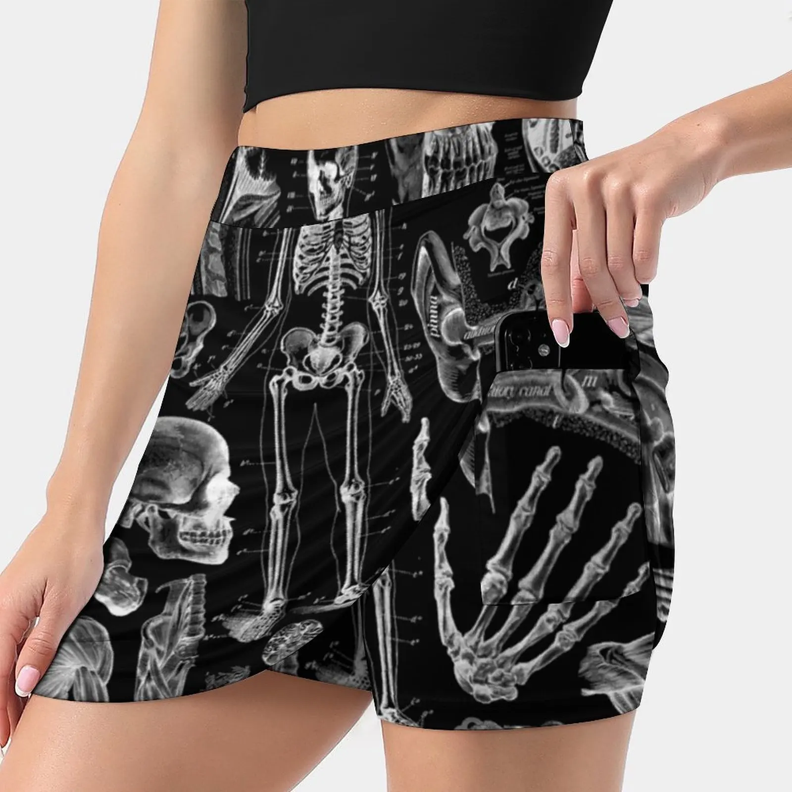 

Human Anatomy Black Print Women's skirt Aesthetic skirts New Fashion Short Skirts Human Anatomy Horror Skeleton Bones Gothic