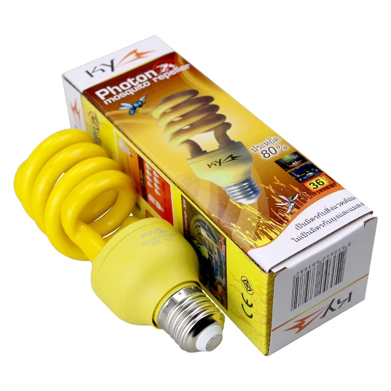 Yellow E27 Semi Spiral Energy-saving Lamp UV Resistant Plant Lamp Archives Dust-free Workshop Mosquito Repellent Bulb