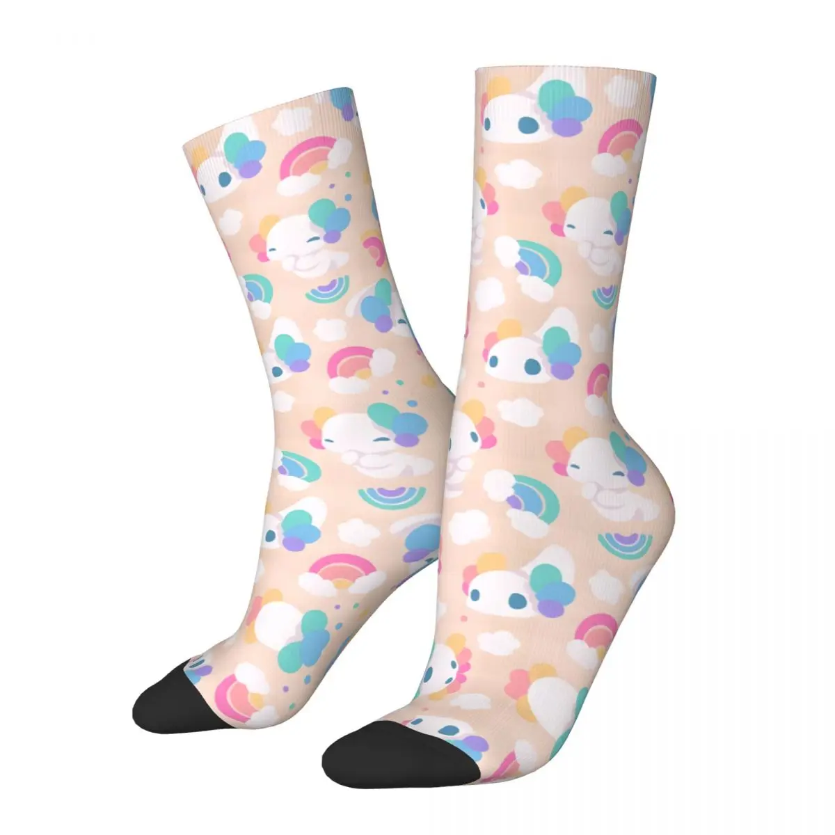 Retro Kawaii Pride The Lotls Rainbow Axolotls By Evy Benita Men's compression Socks Unisex Harajuku Seamless Printed Novelty