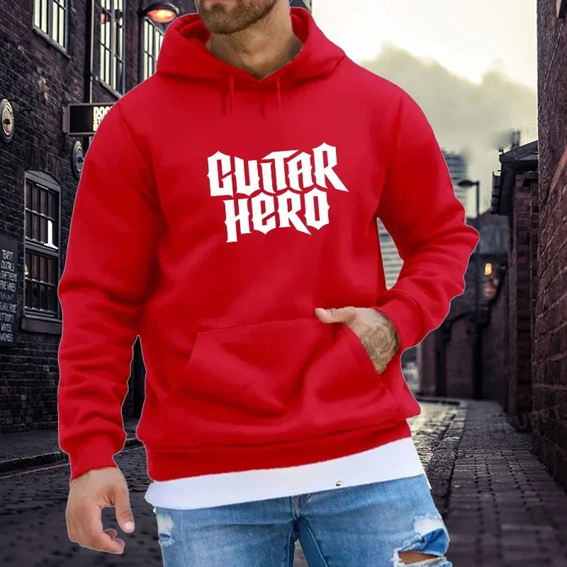 Guitar Hero Letter Design Sweatshirt Men Hooded Hip Hop Warm Comfortable Hoodie Street Oversize Fashion Pullovers Top