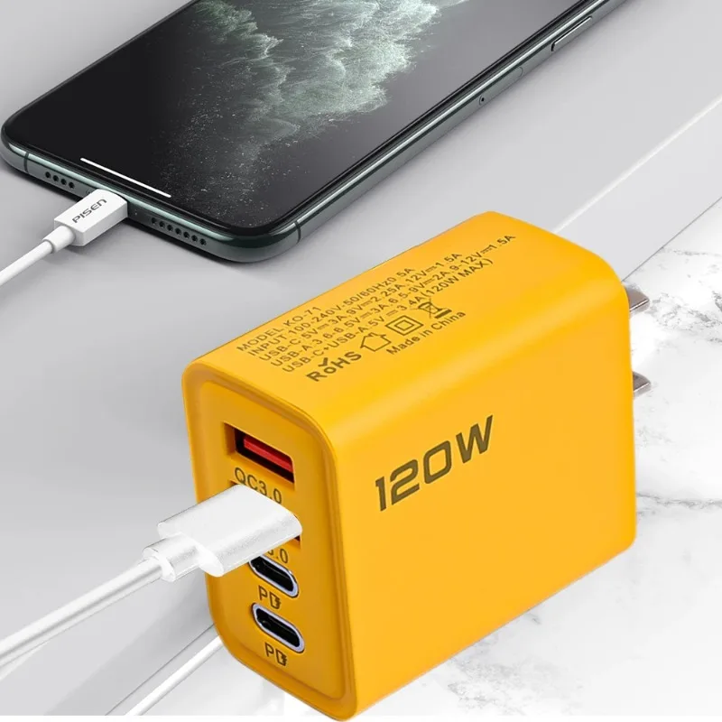 Xiaomi 120W Super Fast Charger 4 Port USB C 2PD Ultra Fast Charger Quick Cable Type C Charging For Xiaomi iPhone Samsung Charger