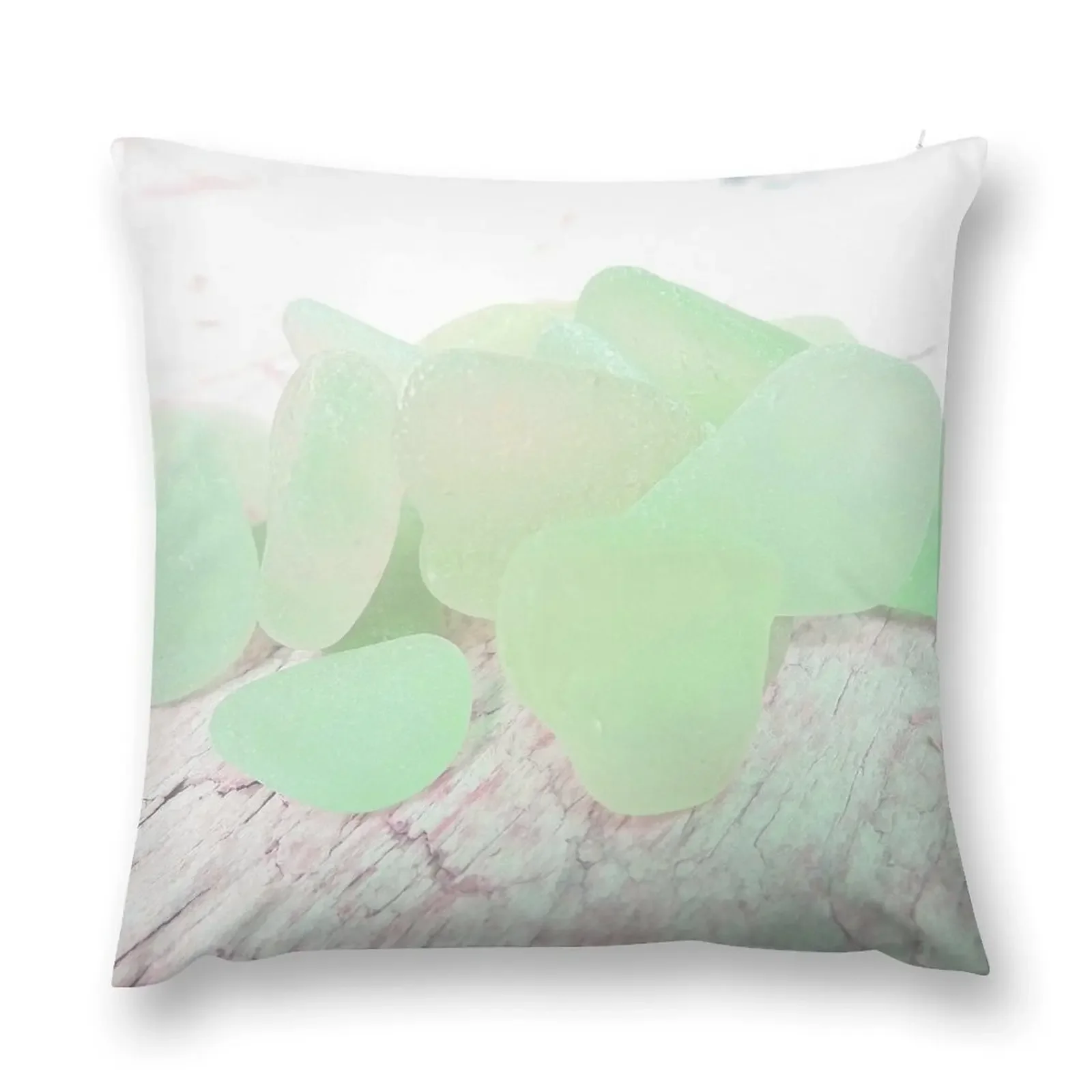 Beach Glass Pale Mint Green Sea Glass Sea Foam Colors and Hint of Pale Pink - Photo 5 of 8 Throw Pillow autumn pillowcase pillow