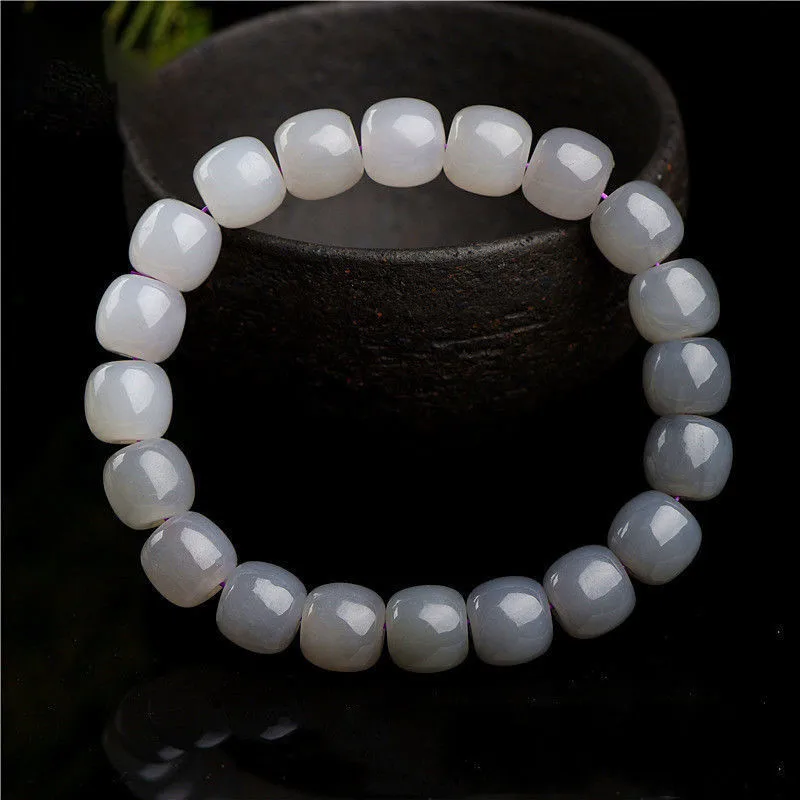 

Natural Hotan Jade Soot Gradient Old Bead Single Circle Men's and Women's Simple Bracelet