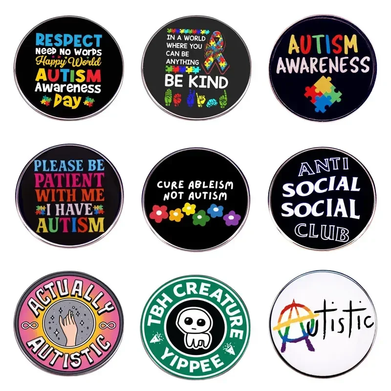 I Am Autistic and Anxious Autism Awareness Autistic Pin Enamel Brooch Alloy Metal Badges Lapel Pins Brooches Jewelry Accessories