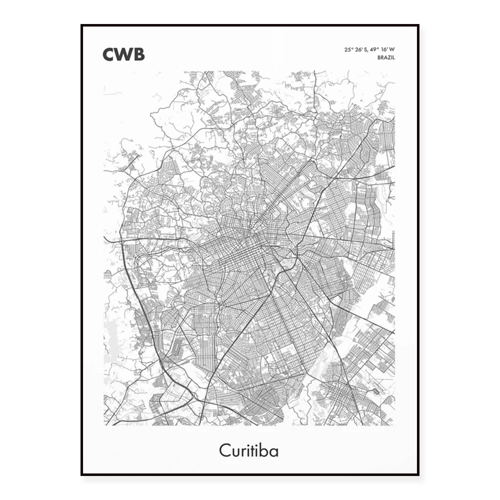 Mapa de Curitiba, Brasil, mapa da cidade de Florianópolis, mapa da cidade do Panamá, mapa de La Paz, Bolívia, mapa de Cusco, Peru, mapa de Pereira, Colômbia, pôster de mapa de rua imprimível.