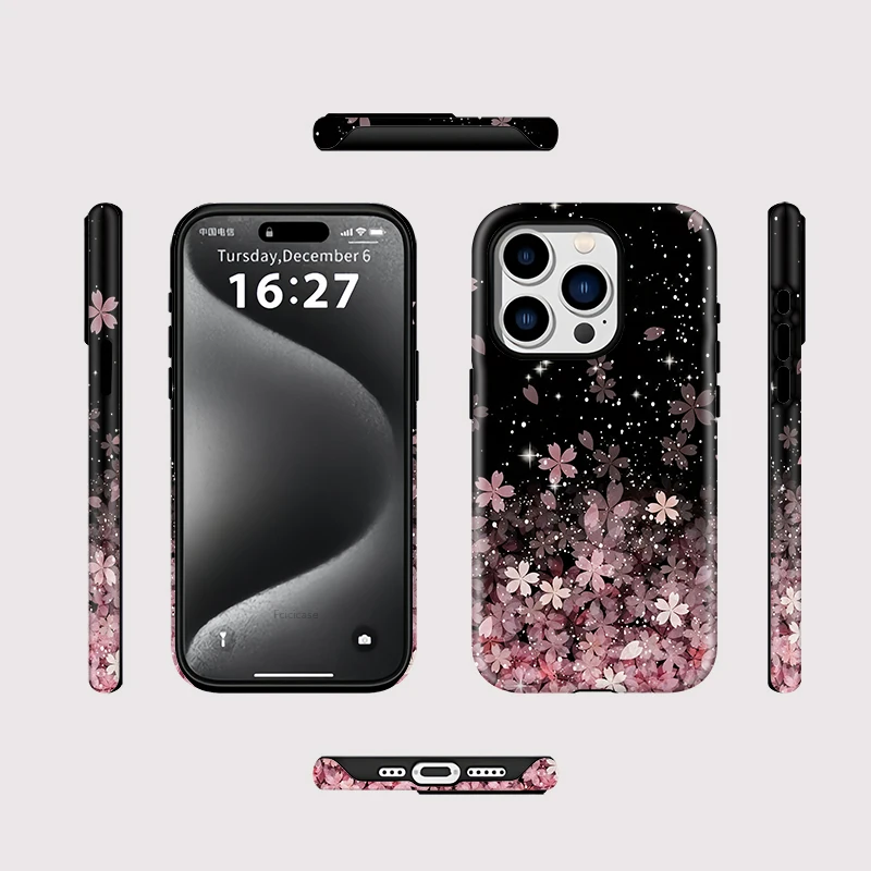 아이폰 17 프로 맥스용 Fcicicase, 맥세이프 무선 충전 폰 케이스, 아이폰 17 에어 플라워 패턴 무광 마그네틱 커버