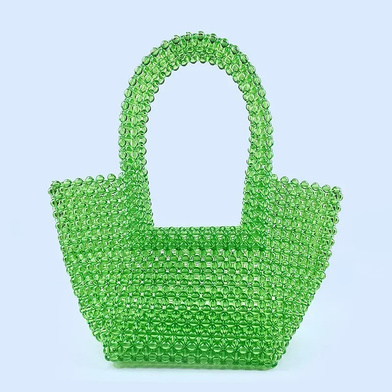 

New High-end Texture Fashionable Simple Transparent Acrylic Bead Women's Bag Customized Color Large Capacity Handmade Handbag