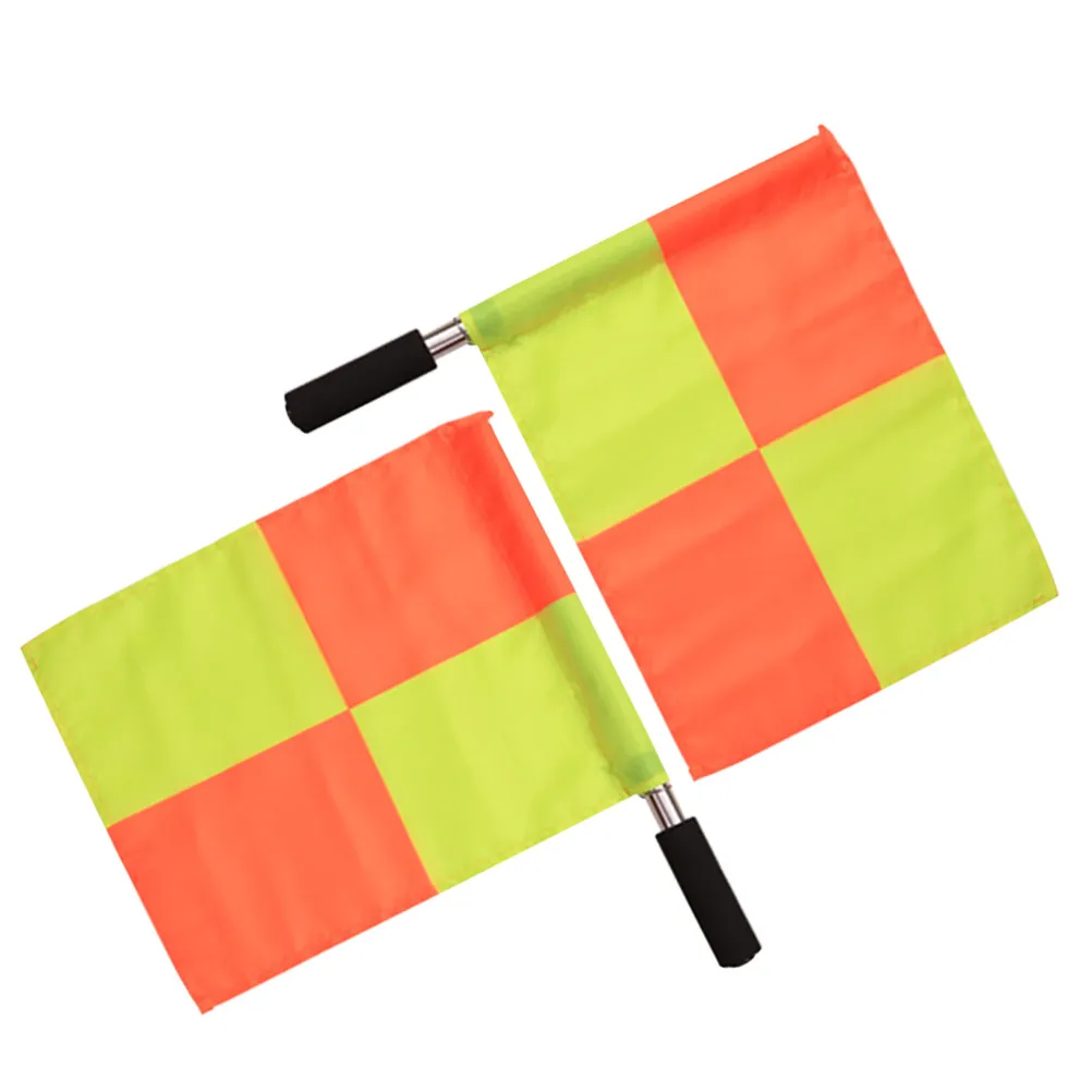 2 Pcs Flag Checkered Flags on Sticks Football Linesman Commanding Referee Equipment Handheld