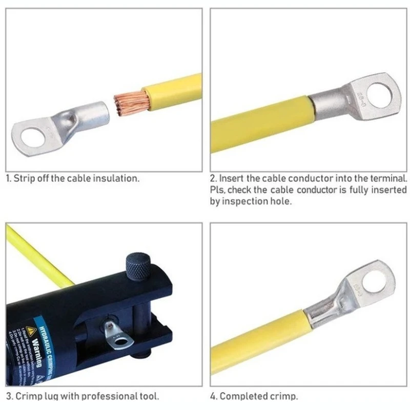 200/100/90/60 PCS SC Cable Lugs Tinned Copper Lug Ring Wire Connectors Bare Cable Terminals 10 Sizes Copper Electrical Insert