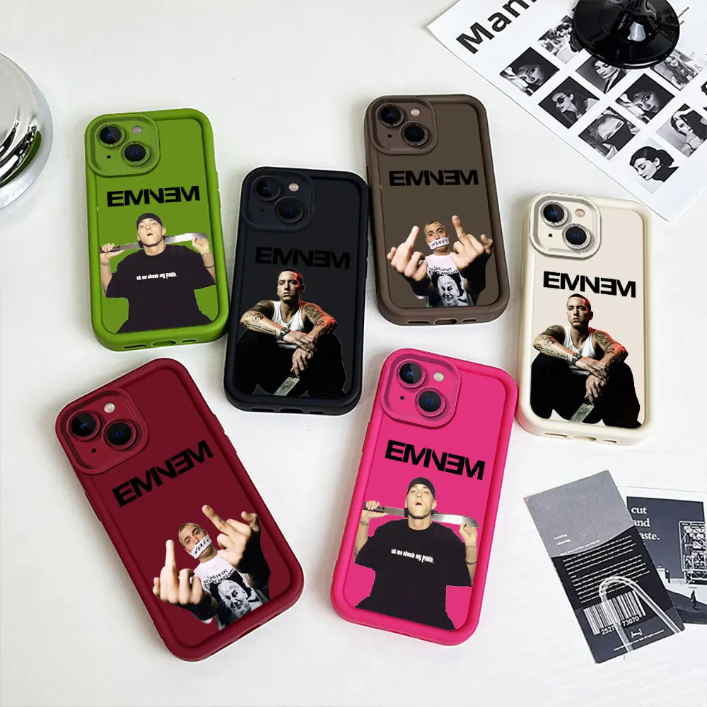 Liquid Silicone Case For Apple iPhone 15 14 13 12 11 Pro Max 7 8 16 X XS 14 15ProMax Phone Case Hop Rapper Eminem Singer Cover