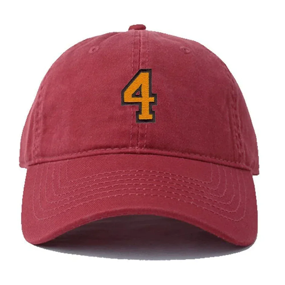Men's Baseball Cap Number 4 Embroidery Hat Black Embroidered Casual Baseball Caps