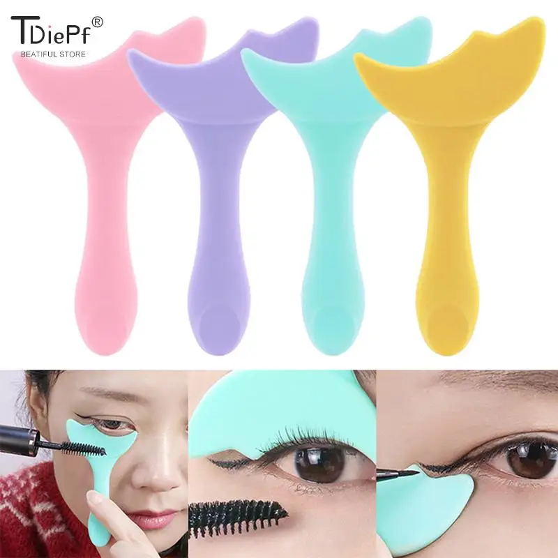 1* Mascara Baffle Silicone Eyeliner Stencils Eyeshadow Pad Women Makeup Eyeshadow Applicator Mascara Baffle Easy Eye Makeup Tool